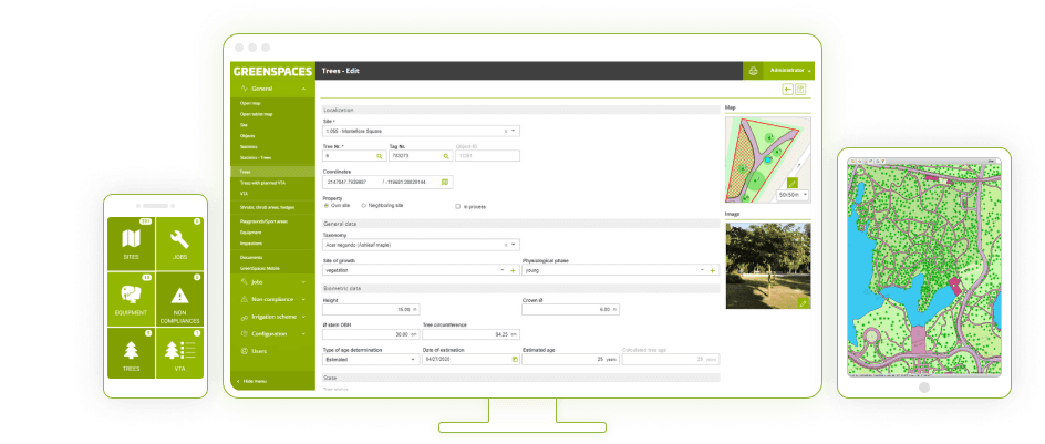 GreenSpaces on desktop, tablet and phone