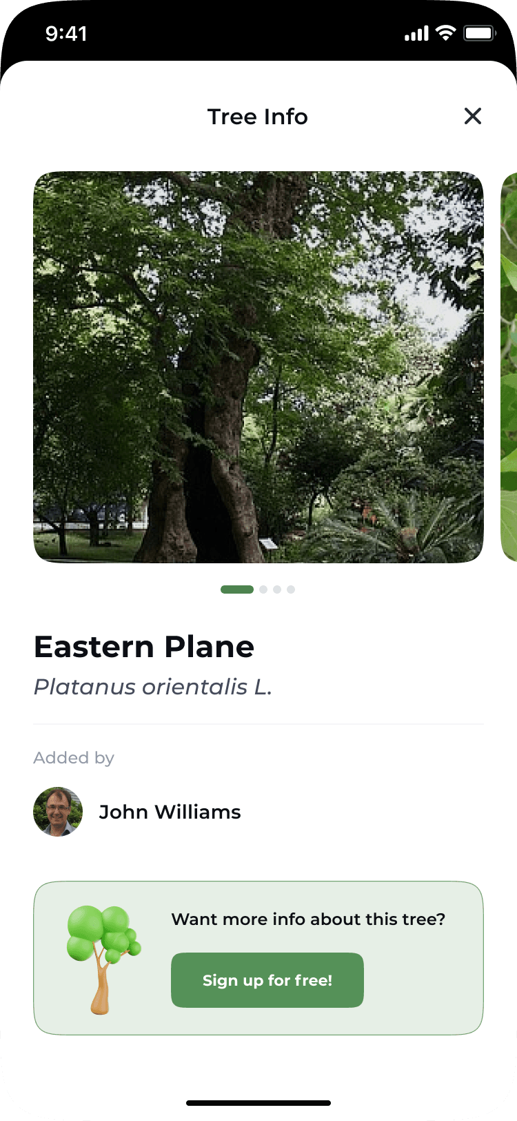 Tremap app: tree details for visitors
